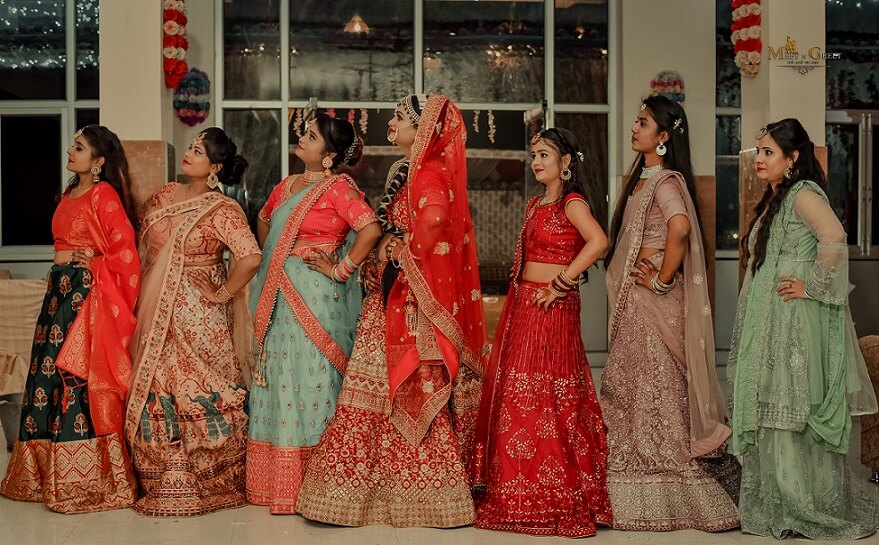 Bride with Bridesmaid during  Destination Wedding in India